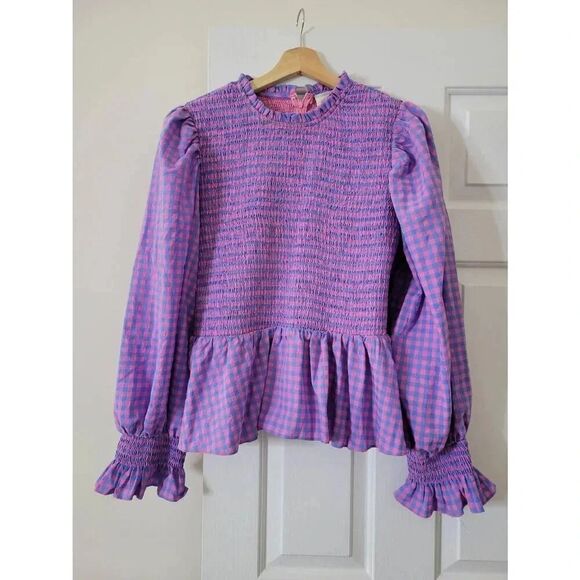 Tuckernuck Hyacinth House Textured Gingham Ruby Blouse XXL - Picture 4 of 11
